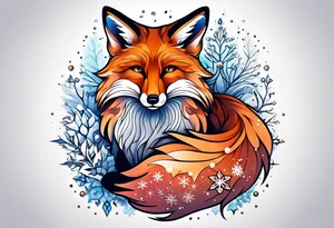 Constellation, animal fox , snowflake tattoo idea