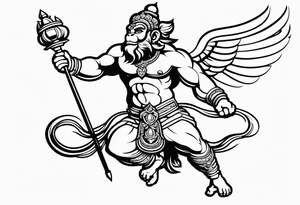 hanuman flying holding his mace (no wings) tattoo idea