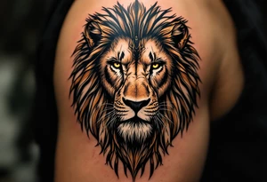 egyptian themed lion (red and black) tattoo idea