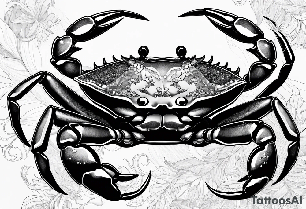 Crabs en blanco en negro con numero 69 tattoo idea