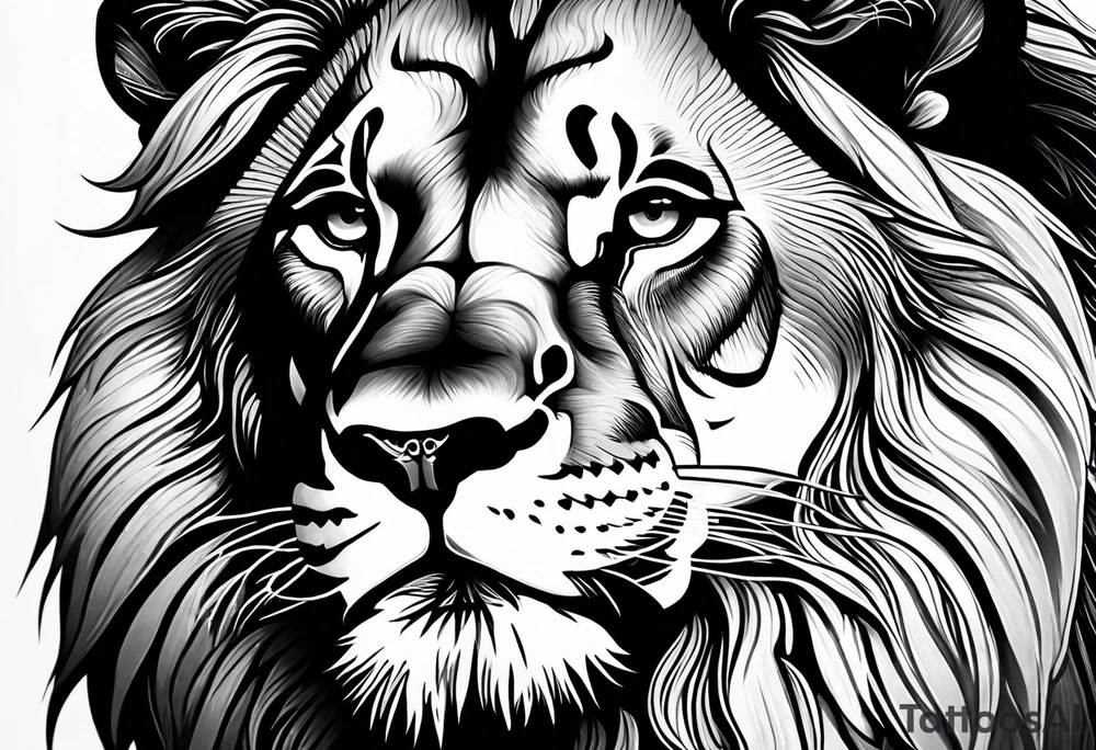 powerful majestic lion, close-up tattoo idea