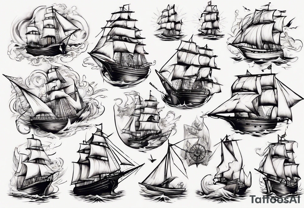 sailing ship tattoo idea