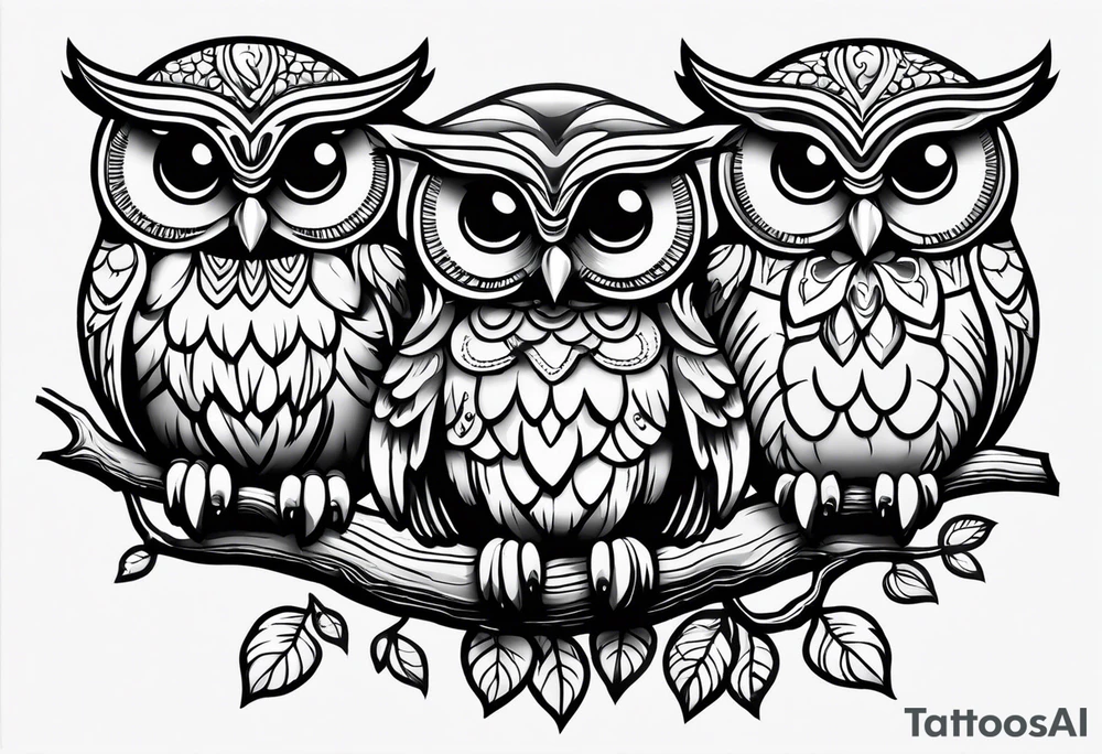 Cute Owls. Hear no evil, see no evil, speak no evil tattoo idea