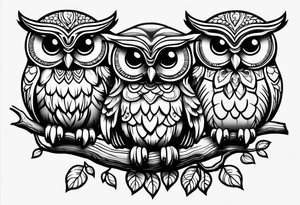 Cute Owls. Hear no evil, see no evil, speak no evil tattoo idea