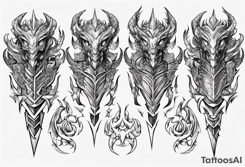 Dragon Leg armor symmetrical tattoo idea