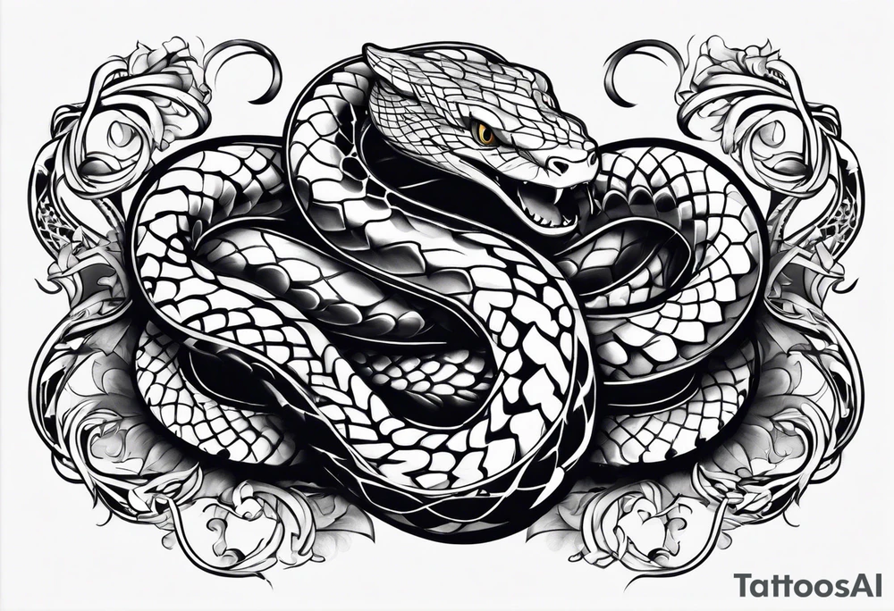 Two snakes fighting tattoo idea