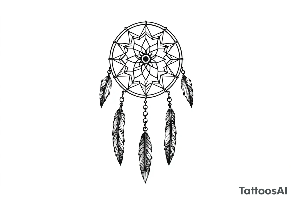 dreamcatcher, with feathers, authentic, skinny, nordic tattoo idea