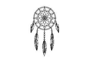 dreamcatcher, with feathers, authentic, skinny, nordic tattoo idea