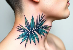 large palm leaves twisted side neck tattoo tattoo idea