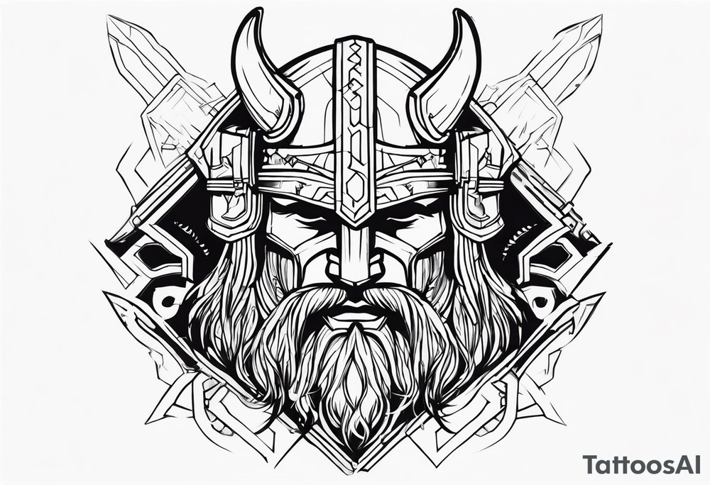 viking cyberpunk tattoo idea