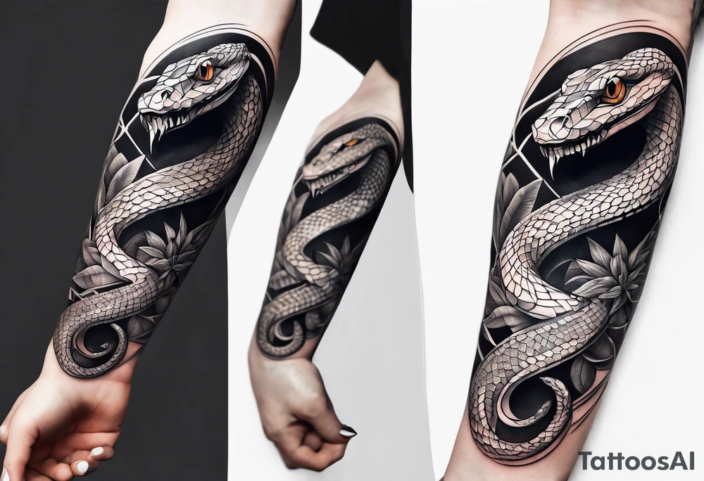Snake wrapping around forearm tattoo idea