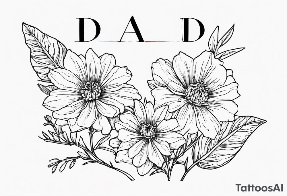 Aster flowers - sea rocket flowers with a cardinal around the words Dad tattoo idea