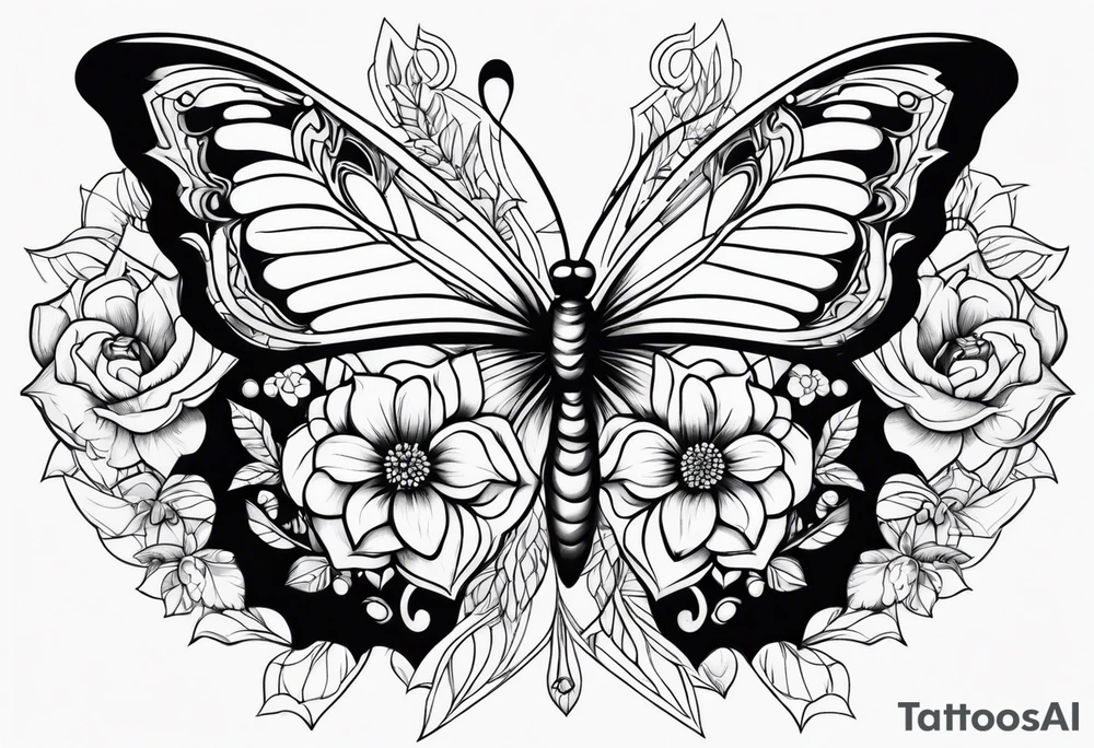 Butterfly flower tattoo idea