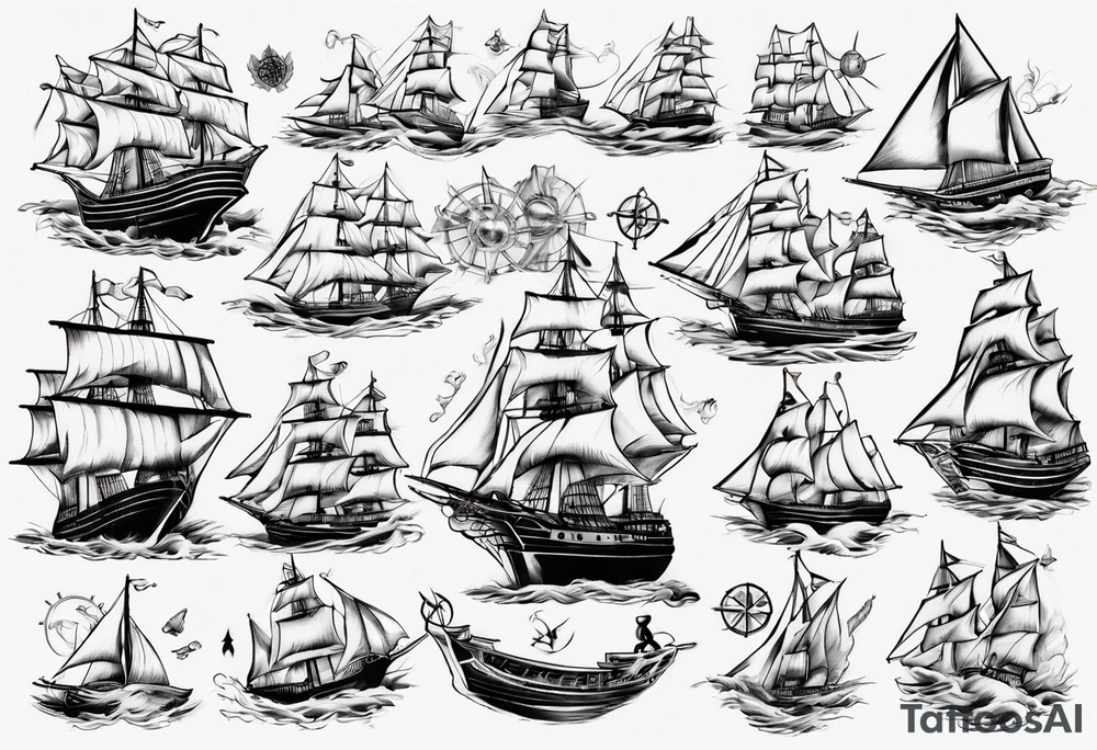 sailing ship tattoo idea