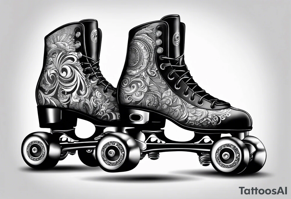 rollerskates with music tattoo idea