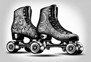 rollerskates with music tattoo idea