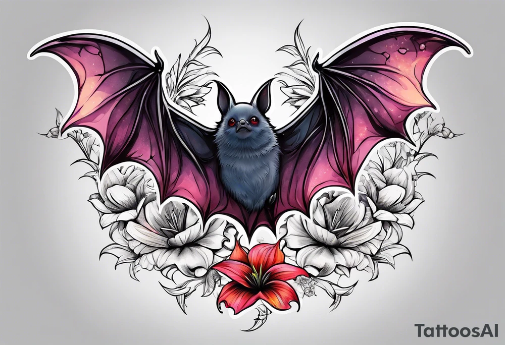 Fines flowers bat stars tattoo idea