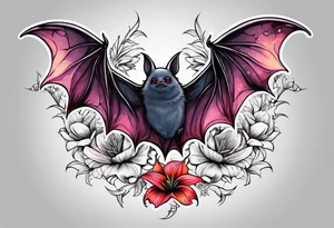Fines flowers bat stars tattoo idea
