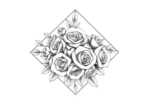Small Roses with NO LEAVES fully filling up the inside of an lateral elongated diamond shape tattoo idea