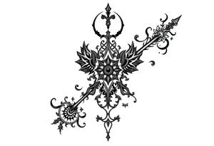 mystical dark and long ornament with witch mytolog and ancient rhyme tattoo idea