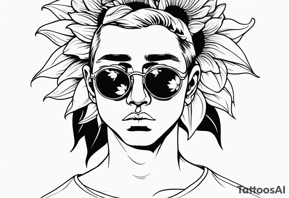 sad boy with sunflower tattoo idea