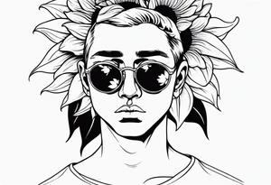 sad boy with sunflower tattoo idea