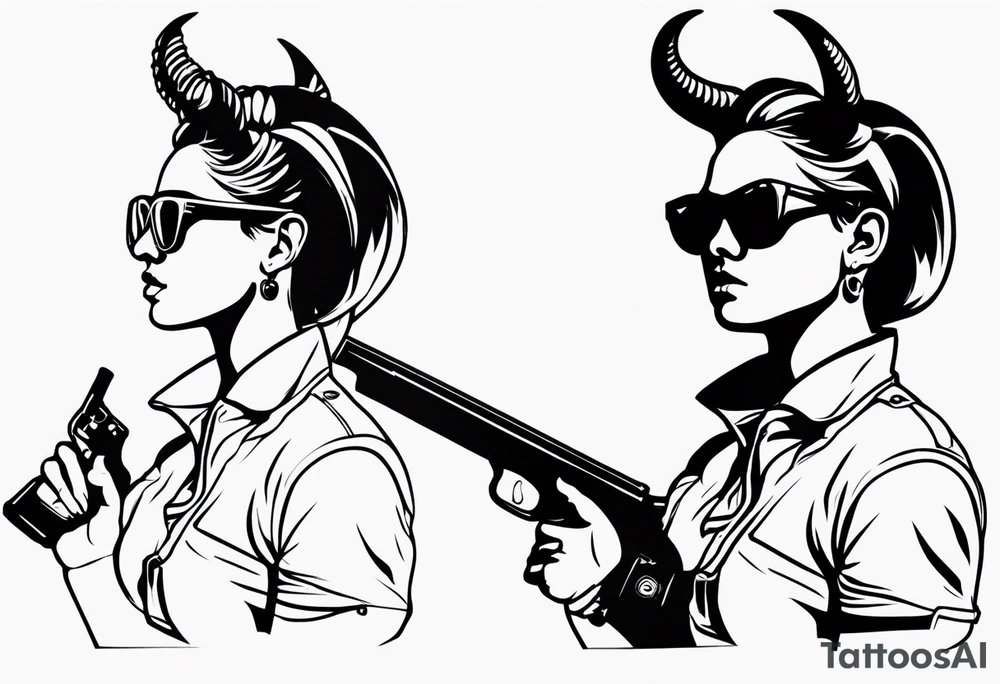 capricorn with sunglasses and shotgun tattoo idea