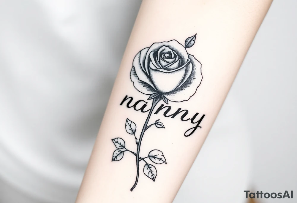 Rose and the stem is the word nanny tattoo idea
