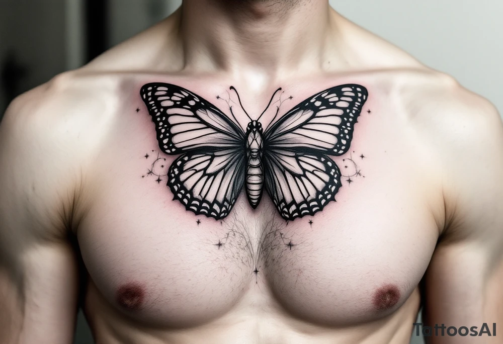 A bow tie with a butterfly outlining it tattoo idea