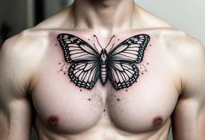 A bow tie with a butterfly outlining it tattoo idea