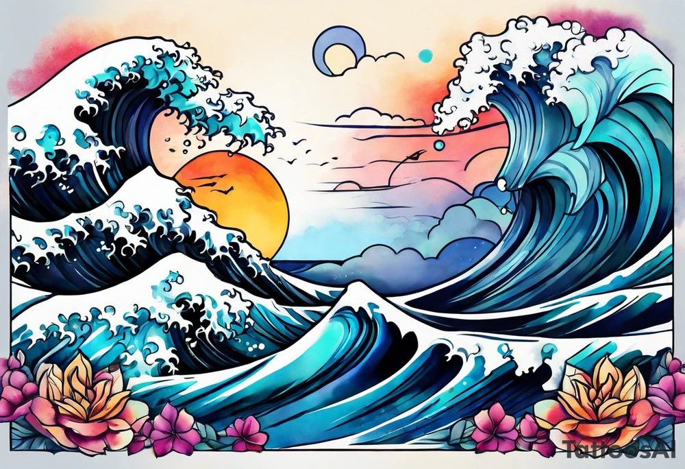 simple wave tattoo idea