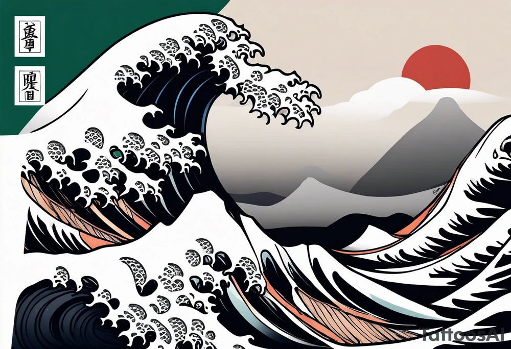 japanese wave. celtic pattern in the negative space tattoo idea