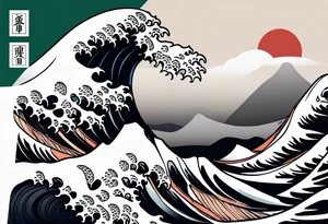 japanese wave. celtic pattern in the negative space tattoo idea