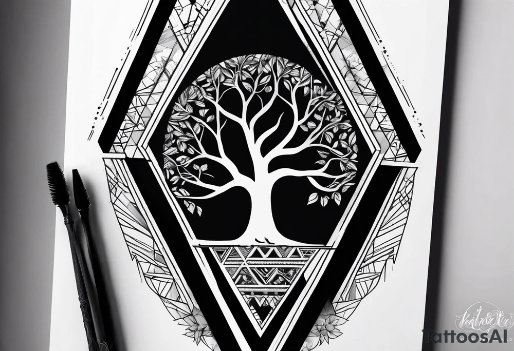 tree of life
3 line triangles behind tattoo idea