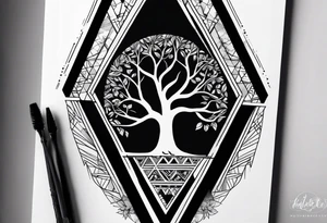 tree of life
3 line triangles behind tattoo idea