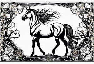 Realistic Horse and Yggdrasil tattoo idea