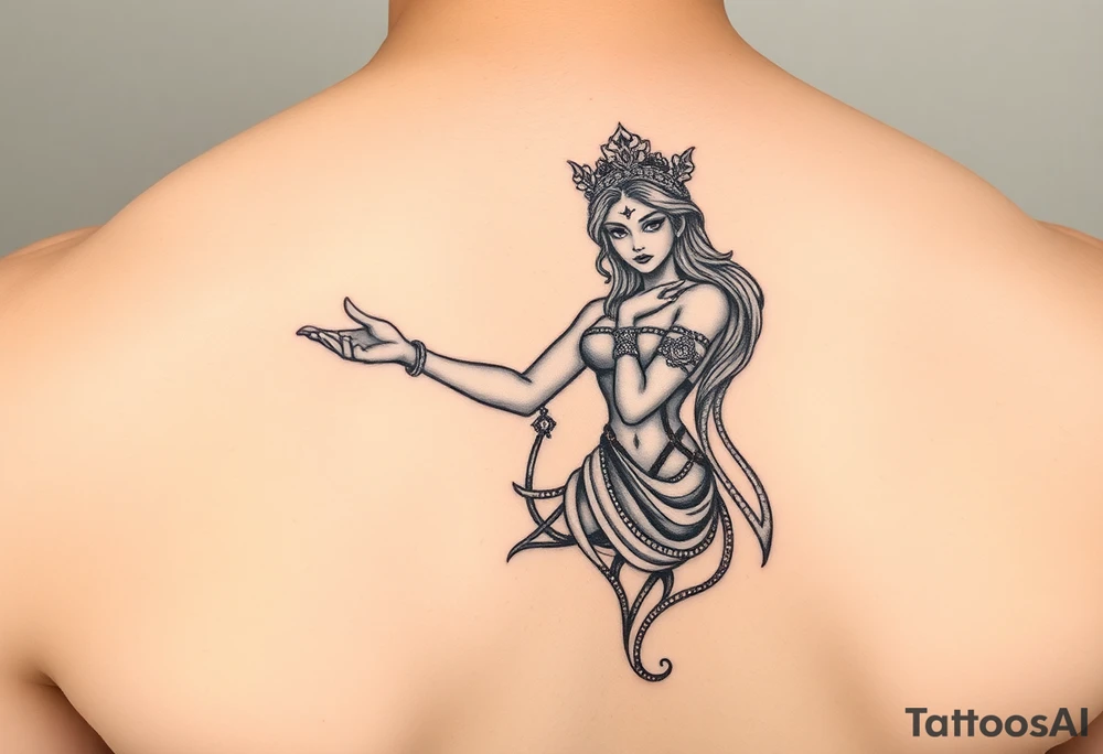 pleasure goddess on arm tattoo idea