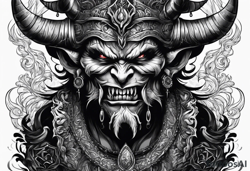 Demon face with inspirational quote tattoo idea