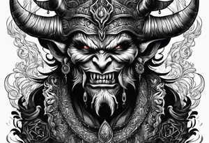 Demon face with inspirational quote tattoo idea