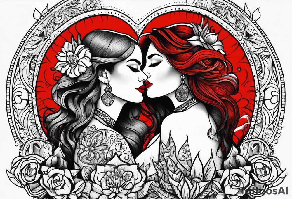 Couple's tattoos red head and brown mexican tattoo idea