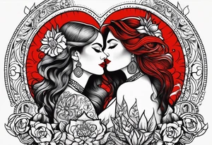 Couple's tattoos red head and brown mexican tattoo idea