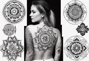 shoulder to elbow tattoo, with beautiful women and mandala tattoo idea