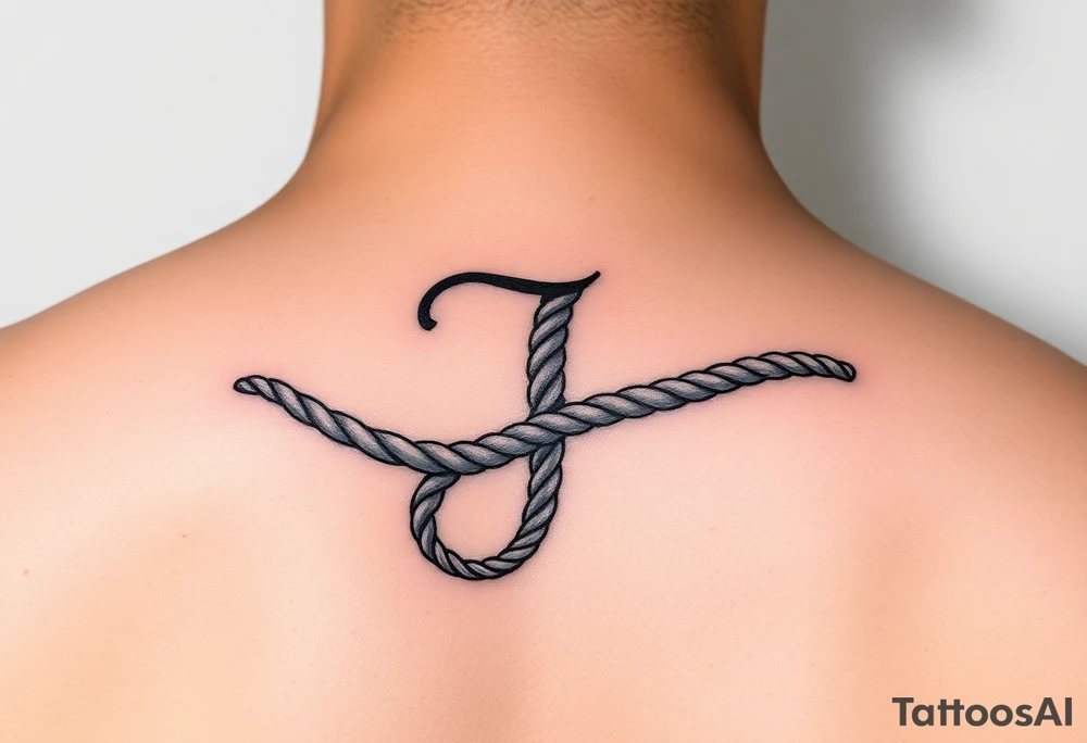 J initial made from rope tattoo idea
