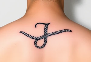 J initial made from rope tattoo idea