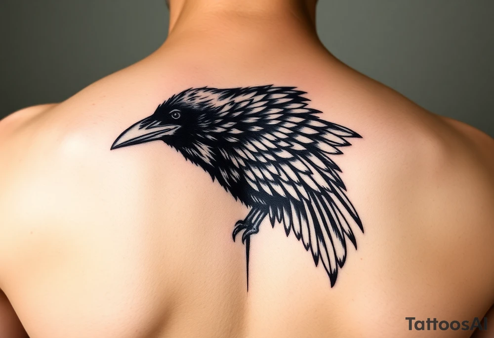 realistic raven tattoo idea