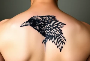 realistic raven tattoo idea