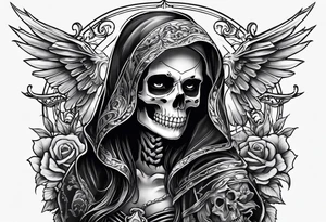 lady skeleton grim reaper tattoo idea