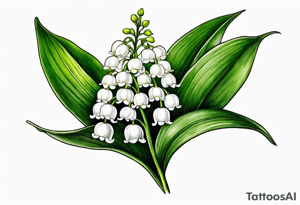 lily of the valley and taxus bacata flower tattoo idea