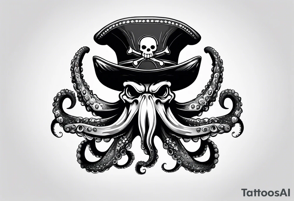octopus wearing a pirate hat tattoo idea