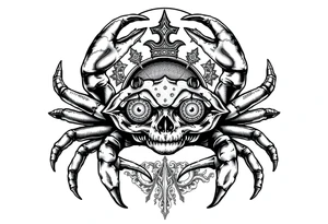 A king crab with the cancer zodiac visual and Hyde eyes tattoo idea